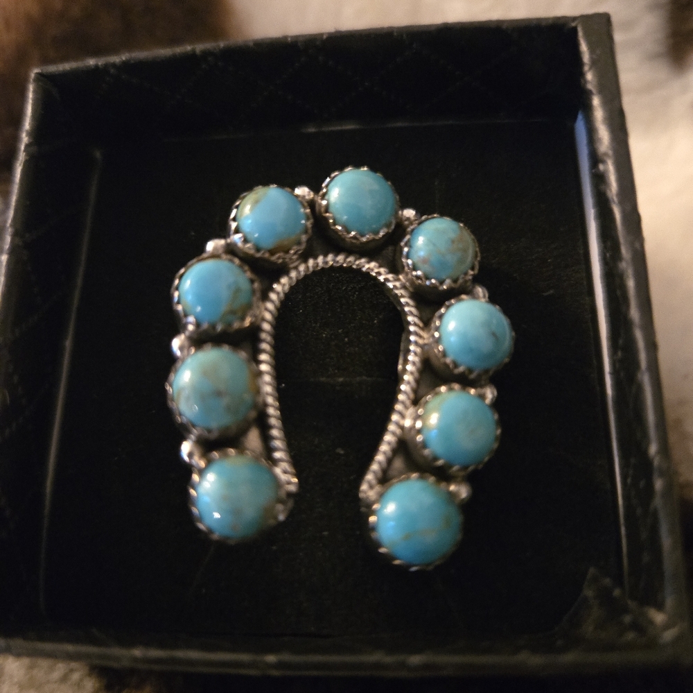 Sterling silver turquoise horeshoe ring stamped 925
